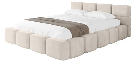 ALTDECOR Polsterbett mit Bettkasten und Lattenrost, Bett mit Kopfteil, Boxbett ohne Matratze, Doppelbett mit Stauraum - NATA-v1 120x200 Beige
