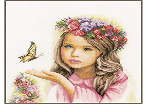 Lanarte Kreuzstich-Kit Angel with Butterflies (Linen)