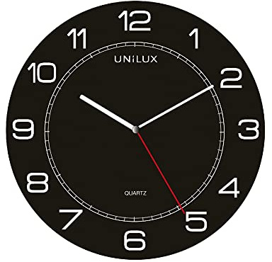 Unilux riesen Wanduhr Mega in schwarz, moderne, analoge Uhr für große Räume