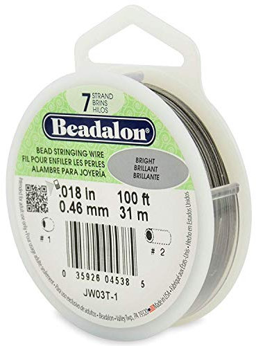 Beadalon JW03T-1 100-Feet 7-Strand Stainless Steel Bead Stringing Wire, 0.018-Inch, Bright