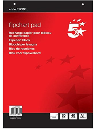 2 x Office Flipchart Pad Perforated 40 Sheets A1 Plain