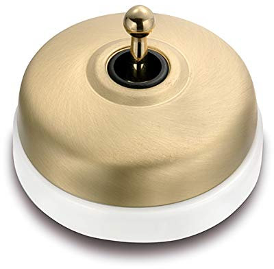 Fontini 60308592 Conmutador Porcelana Blanca Carcasa Dorado Satinado, Manecilla Dorada