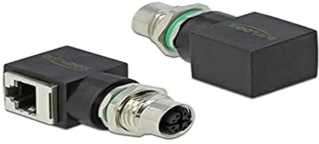 Delock Netzwerkadapter M12 8 Pin X-kodiert Buchse zu RJ45 Buchse