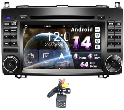 Amaseaudio Android 14 Autoradio 7zoll für Benz W169 W245 W906, Drahtloses Carplay Android Auto, DSP+, Unterstützung 4G WiFi Bluetooth 5.0 GPS-Navigation SIM-Kartensteckplatz