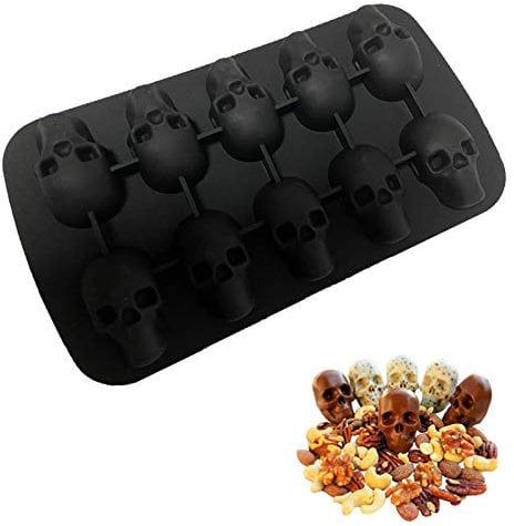 Schädel in Form eines Eiswürfels aus Silikon, 3D-Eiswürfel aus Silikon, Schädel, perfekt für Whisky, Cocktail und jedes Getränk (10 Zellen)