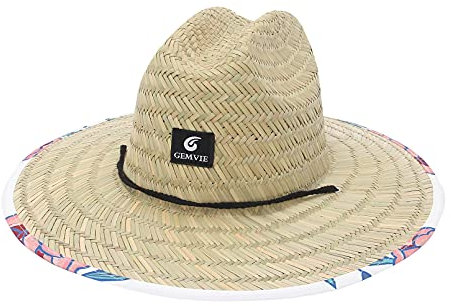 GEMVIE Sombrero de Paja para Verano Campo Summer Unisex Hombre Mujer Sombrero de de Sol ala Ancha para Viaje Playa
