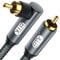EMK Câble de Subwoofer, Câble Coaxial Numérique Cinch Câble Audio Plaqué or RCA pour Subwoofer, Récepteur AV, Amplificateur, Home Cinéma (90 Degrés RCA Câble, 1M)