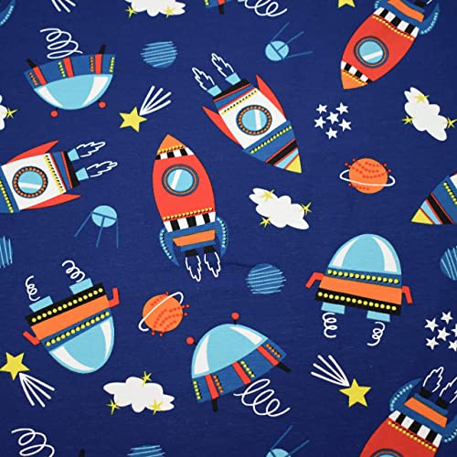 MAGAM-Stoffe Raketen Bruno Kinder Stoff Oeko-Tex Meterware 50cm (Stück: 50x165cm)