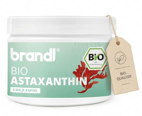 Astaxanthin hochdosiert Bio Kapseln mit Antioxidantien - 90 vegane Astaxanthinkapseln je 8 mg bio Astaxanthin brandl® - ohne Zusatzstoffe, abgefüllt in Deutschland Premium-Qualität, laborgeprüft