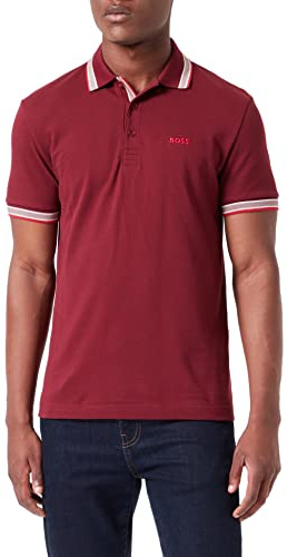 BOSS Mens Paddy Curved-Logo Polo Shirt in Organic Cotton Pink