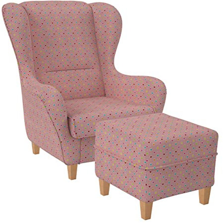Supellex Ohrensessel »Sofia«, Design Herzchen rosa (Design-Nr.: 5247), wahlweise mit Hocker (Ink. Hocker)