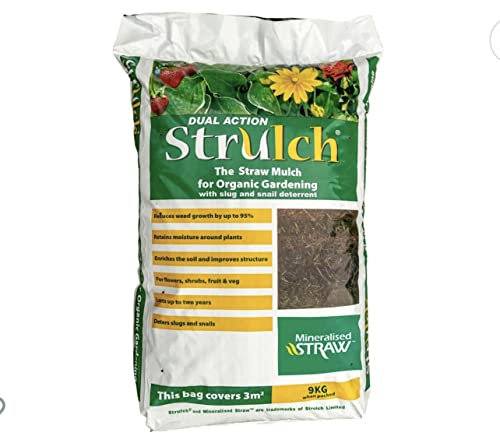 BHGS Strulch Organic Dual Action Garden Straw Mulch 9kg / 100lt Bag Pack of Ten Bags