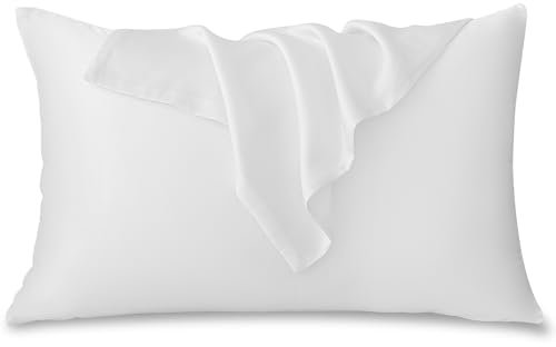 ATsense 2er Set Kissenbezug 40x60 cm - 100% Gewaschene Baumwolle, Weiß Kopfkissenbezug mit Reißverschluss, Oeko-TEX Zertifiziert Weich, Nicht Lleicht Verformbar