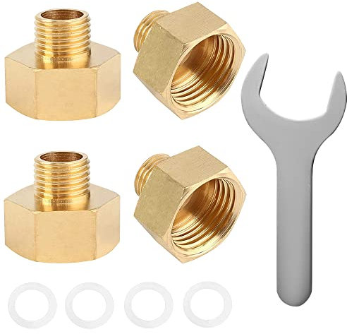 WUHEECOME 4 Stück Adapter Gasherd mit Schraubenschlüssel Gas Hose Connector 1/4 Zoll Kupfer Gasschlauch Verbinder 12mm Durchmesser Propane Tank Adapter für Gasherd Campingkocher