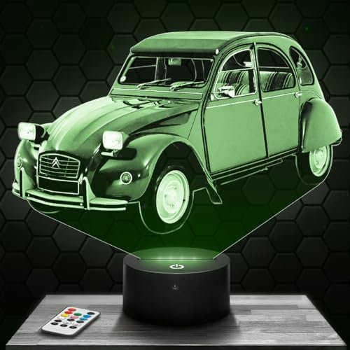 Lampephoto.fr Nachttischlampe - Touch-Nachtlicht Auto 2 CV 3D-LED-Lampe Illusion, Geschenkidee Weihnachten Geburtstag Junge und Mädchen Nachttischlampe Kinder- oder Erwachsenenzimmer TOP