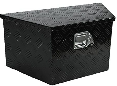 Eivojor 26 Aluminum Stripes Plated Tool Box Pick Up Truck Bed RV Trailer Toolbox Storage Organizer with Side Handle,Waterproof Lock and Keys - Black