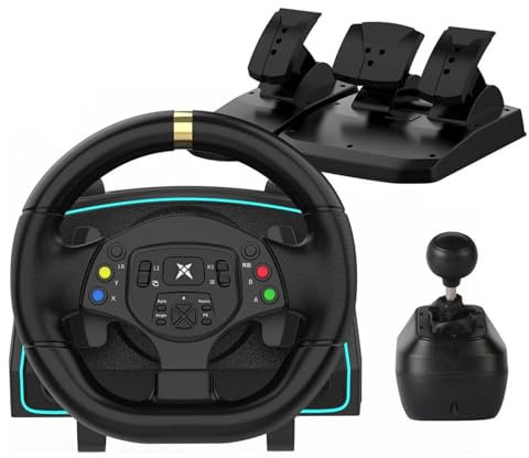 DOYO Gaming Steering Wheel with Pedals and Shifter, 1080° Degree PC Gaming Racing Wheel, H-Shifter, Steering Wheel for Xbox One, PC, PS4, Xbox 360, Xbox Series X, PS3, Xinput, Switch, Android