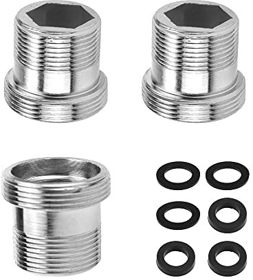 BouGPeng 3 Stück Wasserhahn Adapter M18.5 zu M22 Außengewinde Metall Wasserhahn Adapter Wasserhahn Steckverbinder aus Messing mit Gummidichtung für Küchenarmaturen Wasserfilter Wasserhahn