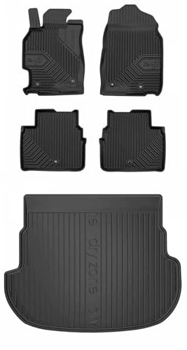 MOTOS Satz Gummifußmatten und Kofferraummatten passend für Mazda 6 II 2007-2012 Kombi, ohne höhenverstellbaren Kofferraumboden Verbessern Sie Ihren Reisekomfort mit Antirutschmatte Auto 3D- Allwetter