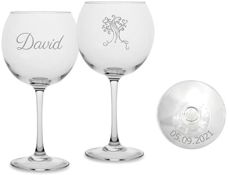MASTERLASER3.0 Bicchiere da Gin Tonic personalizzato, calice da cocktail, inciso al laser, 580 ml, set personalizzabile con nome, iniziali e data - Migliore idea regalo (6)