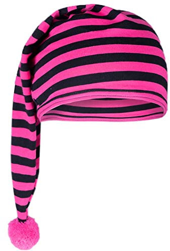 Goldschmidt Kostüme Zipfelmütze Ringel aus Baumwolle | Ringelmütze Schlafmütze für Kinder & Erwachsene | Mütze gestreift Fasching Karneval (pink schwarz | Einheitsgröße für Kinder)