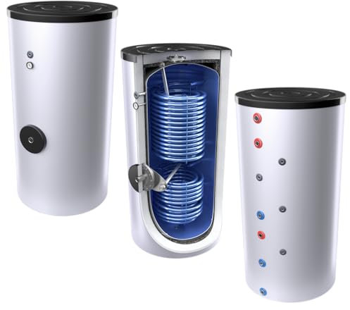 800L emaillierter Hochleistungs-Solar-, Warmwasserspeicher/Trinkwasserspeicher/Wärmepumpenspeicher EEK: C, mit 2 doppelt gewickelten Wärmetauschern inkl. Isolierung, Magnesiumanoden u. Thermometer