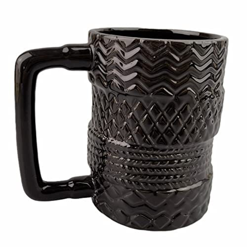 Qcwwy Cup, Irregular Ceramics Tea Cup for Home Kitchen 380Ml Coffee Mug Stacking Tyre Pattern Nordic