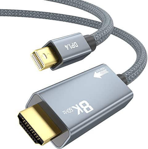 OHBUYAGN Cavo da Mini DisplayPort a HDMI 8K 2M, Mini DP a HDMI 2.1 8K@60Hz, 4K@120Hz, 2K@240Hz, HDR, FreeSync, VRR, Vision per Thunderbolt 2, iMac, Surface Pro, Monitor, Graphics.