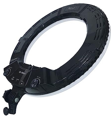 18 Zoll dimmbare 5500K LED Video Ring Licht Lampe Kit,mit 3 Coldschuh Halter,Telefon Halter,Spiegel,Stativständer,Beleuchtung für Studio Video Shooting,Selfie YouTube,Makeup,Schönheit,Live Show