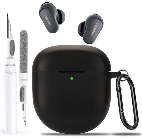 Olytop Schutzhülle für Bose QuietComfort Earbuds II/Ultra mit Reinigungsstift, weiche Silikonhülle, Schutzhülle mit Schlüsselanhänger, für Herren und Damen, für neue Bose QC 2 Ohrhörer 2022/2023,
