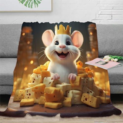 Niedliche Maus Cartoon-Hamster Bedruckte Weiche Wolldecke, Matratze, Sofa, Reiseautositz, Warme Decke Für Die Inneneinrichtung Kinder Erwachsene 60x80inch(150x200cm)