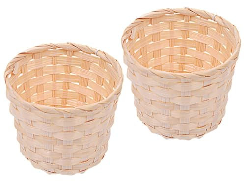 MUCKLILY 2st Aufbewahrungskorb Handgefertigtes Korbtablett Aus Bambusgeflecht Gewobener Korb Wandkörbe Aus Bambusgeflecht Handgeflochtener Osterkorb Bambus Weben Brotkorb Mini