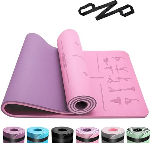 OUTDOUSE Tappetino Yoga,Tappetino Palestra TPE,Yoga Antiscivolo,Pilates,per Palestra,Pilates,Fitness,Sport,Yoga Mat con Tracolla Stoccaggio,183x61cm