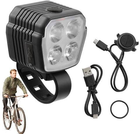 Povanjer Luci per Bici Ricaricabili con Campanello Elettrico,Luci per Bici con Campanello,Luce per Bicicletta con clacson | Luce di Sicurezza per Bici per Bici da Montagna e da Strada, Facile da