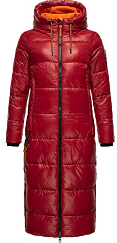 Navahoo Damen warmer Winter Steppmantel mit Kapuze Schmuseengel Dark Red Gr. XS