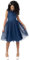 Maya Deluxe Mädchen Paillettenverziertes Hochzeit Und Geburtstag Festlich Mit Bandschleife Brautjungfernkleid Kleid, French Navy, 7-8 Jahre EU