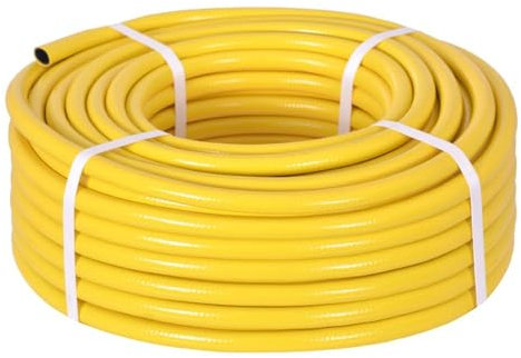 50M - Garden Hose Pipe Reel Reinforced 5 Layer Tough Anti Kink - Outdoor HOSEPIPE - with OR Without Green Jem 7 Dial Spray Gun and Fittings Set (50 METRE)