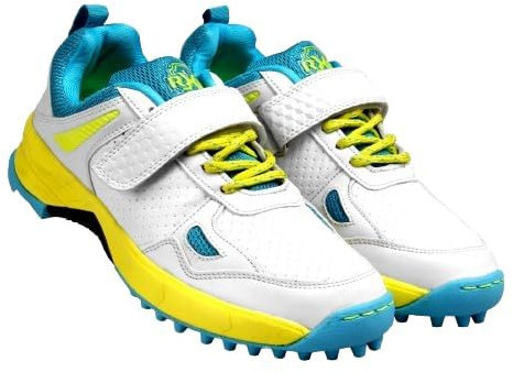 RXN Victor Cricket - Zapatos de goma para hombre (blanco-amarillo lima), Amarillo, CR-37-WhtYellow-US7