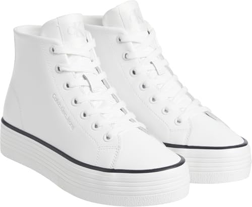 Calvin Klein Damen Vulcanized Sneaker Bold Mid High Top, Weiß (Bright White/Black), 40