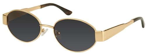 YUHONLNOR Sonnenbrille Damen Oval Metal Uv400 Schutz Sonnenbrillen Sunglasses Woman Sonnenbrille Damen (Grau)