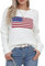 Drvitor Damen-Pullover mit amerikanischer Flagge, langärmelig, Rundhalsausschnitt, gestrickt, lässiger Pullover, 971-Beige Weiß, Klein