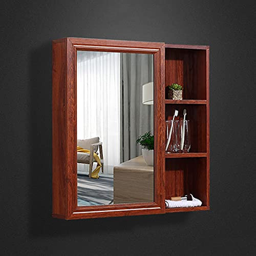 Generisch Badezimmerschrank,Wandmontierter Aufbewahrungsschrank für Badezimmer, Badezimmer, Toilette, mit 3 Etagen, Regal, Kosmetikspiegel aus Metall, Schrank (Rot 6*)