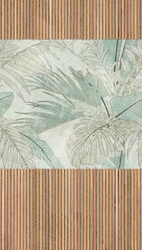 Livingwalls Fototapete Wandpaneel Optik in Beige, Braun, Blau - hochwertige Vliestapete 398541 mit Motiv auf 1,59 m x 2,80 m - Made in Germany