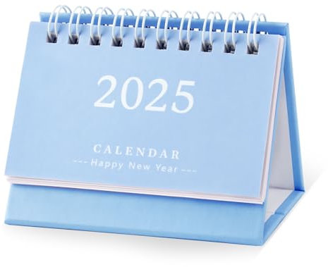 Mini Tischkalender 2024-2025, 9,5x7,5cm Mini-Standkalender von Juli 2024 bis Dezember 2025 Stand-Klapp-Tischkalender Kleiner Tischkalender für Zuhause Schule Büro (Hellblau)