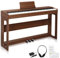 LEADZM Piano Numérique 88 Touches, Clavier Entièrement Lesté, Piano Électrique avec Double Bluetooth et Haut-Parleurs Stéréo, 128 Sonorités et Rythmes, Système à 3 Pédales, Noyer Noir