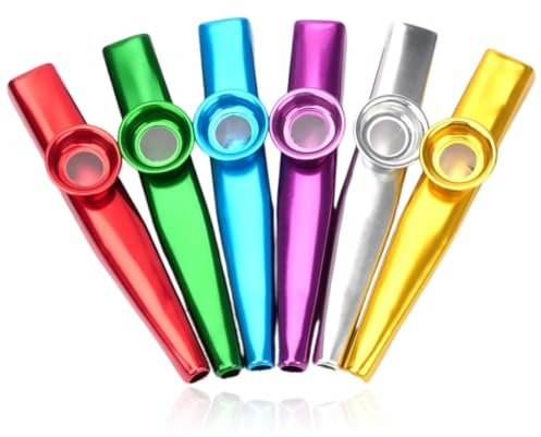 WeddHuis Kazoo in metallo da 6 pezzi, mini kazoo portatile, multicolore