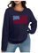 Pulls pour femmes Hauts à manches longues Drapeau USA Tricot Sweatshirt Journée Memorial Chemises Amples Femmes Cardigan Gris, bleu, L