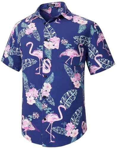 Enlision Chemise Hawaïenne Homme Manches Courtes Chemises à Fleurs Casual Été Imprimé Hawaii de Plage Vacances avec Poche S-4XL