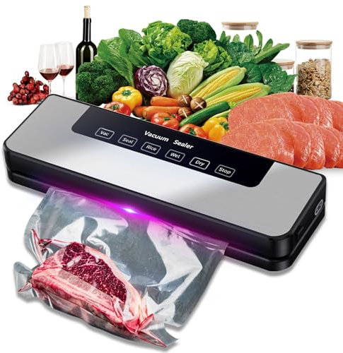 Mingfuxin Vacuum Sealer, Fast-Compact Food Vacuum Sealers Machine, Automatic Food Vacuum Sealers for Dry & Moist Food Fresh Preservation with 10PCS Vacuum Sealer Bags & Hose