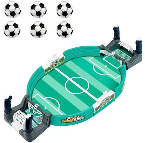 Tischkicker, Mini Tischfussball Spiele, Interaktive Tischfußballspiel mit 6 Fußbälle, Tragbarer Leichter Tischfußball, Party Tischfußball, Eltern Kind Brettspiele, Geschenke für ab 4 Jahre [Grün-Grau]